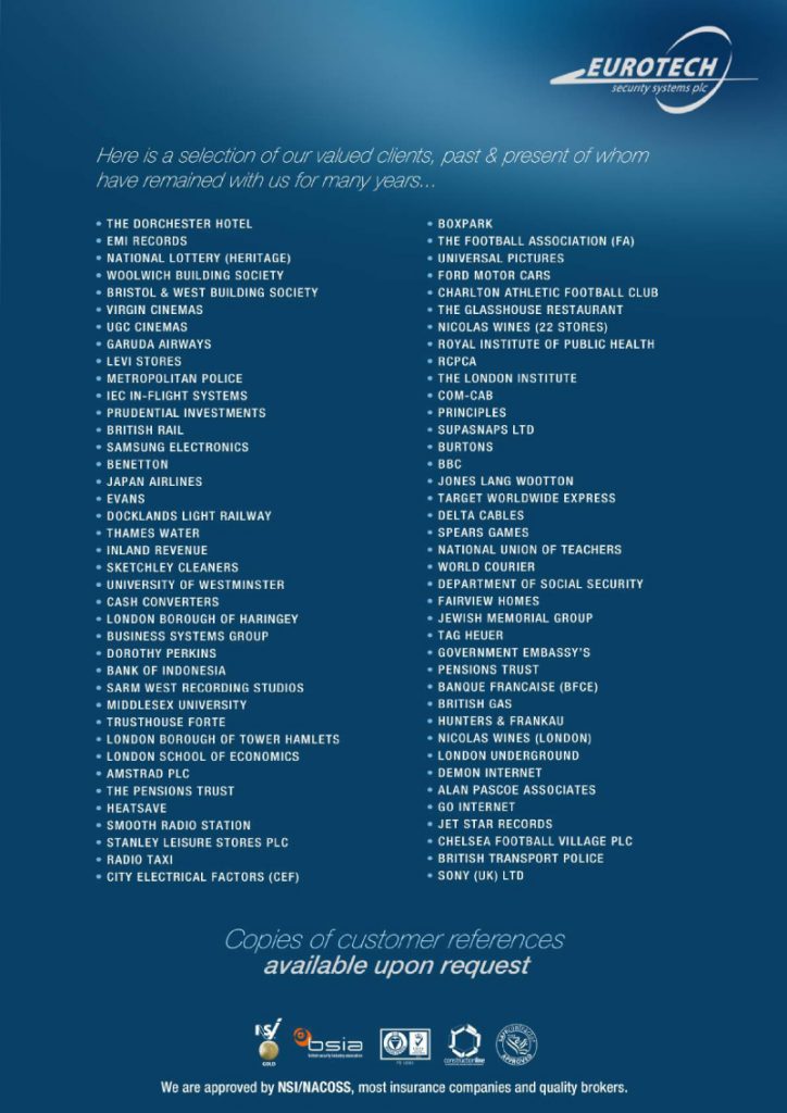 Eurotech Security Client Testimonials Eurotech Security Systems