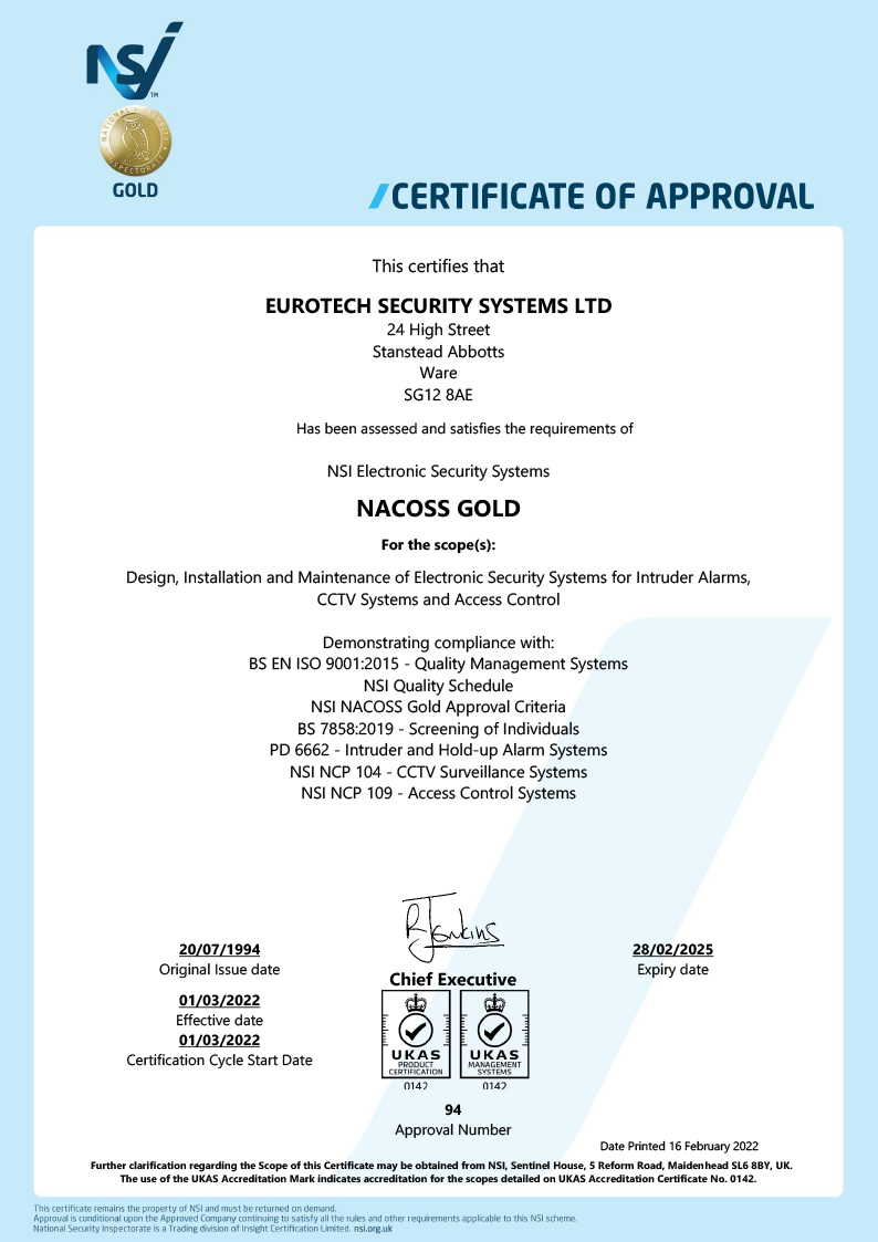 National Security Inspectorate (NSI) approved company
